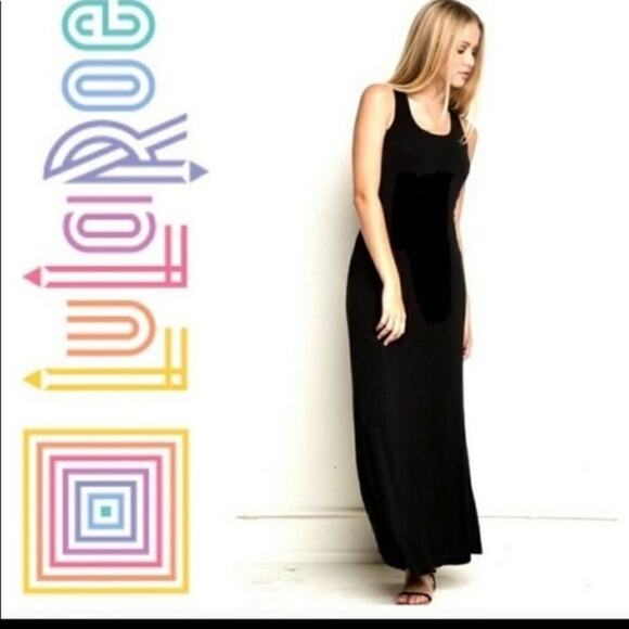 Lularoe Solid Black Sleeveless Dani Tank Top Maxi Dress XS Column Floor Length - Picture 1 of 4
